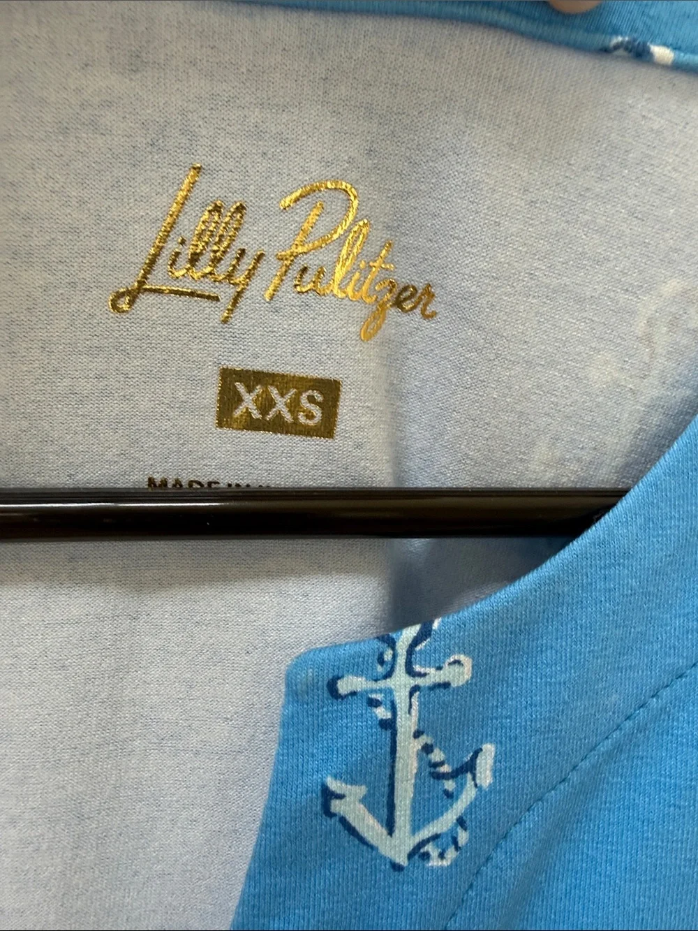 Lilly Pulitzer Blue Pink Sailboat V‑Neck Mini Dress